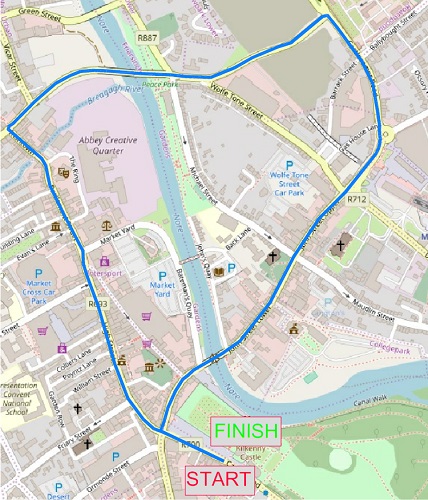 Streets of Kilkenny 5k Map